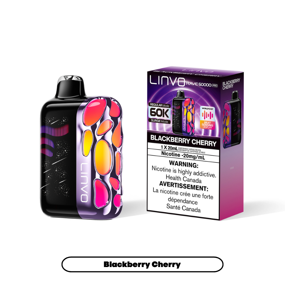 Blackberry Cherry - Linvo Rave 60K Pro Disposable Vape - 20mg/mL nicotine - 20mL e-liquid - 60000 Puffs