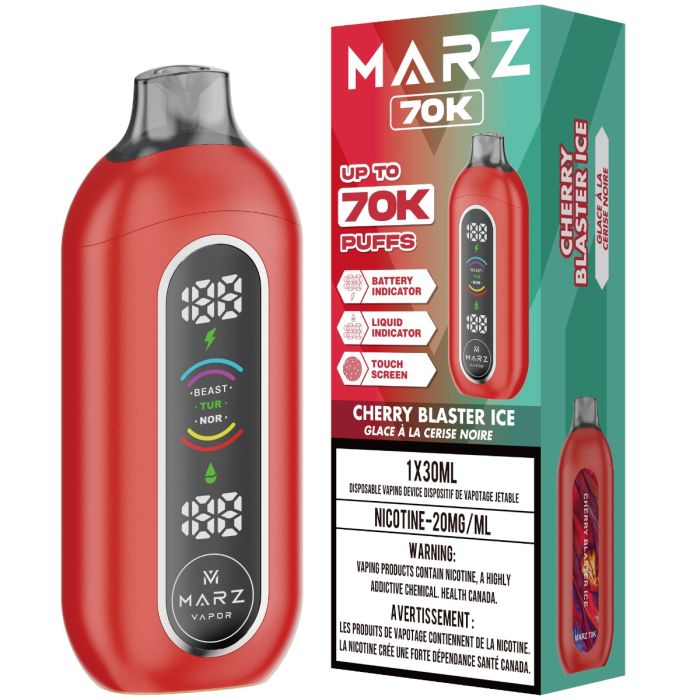 Cherry Blaster Ice - 70000 puffs - 20mg/ml nicotine strength - 30ml e-juice - Marz 70K Disposable Vape