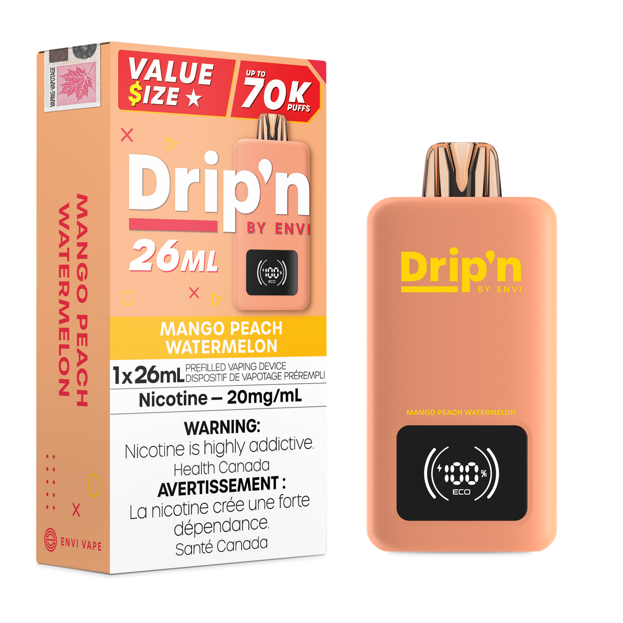 Mango Peach Watermelon - Dripn By Envi 70k Disposable Vape 26ml 70000 Puffs