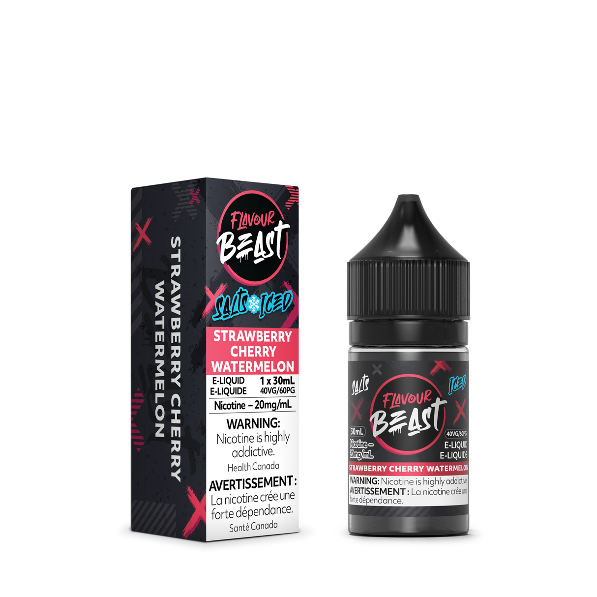 Strawberry Cherry Watermelon Iced - Flavour Beast Nic Salt E-Liquid