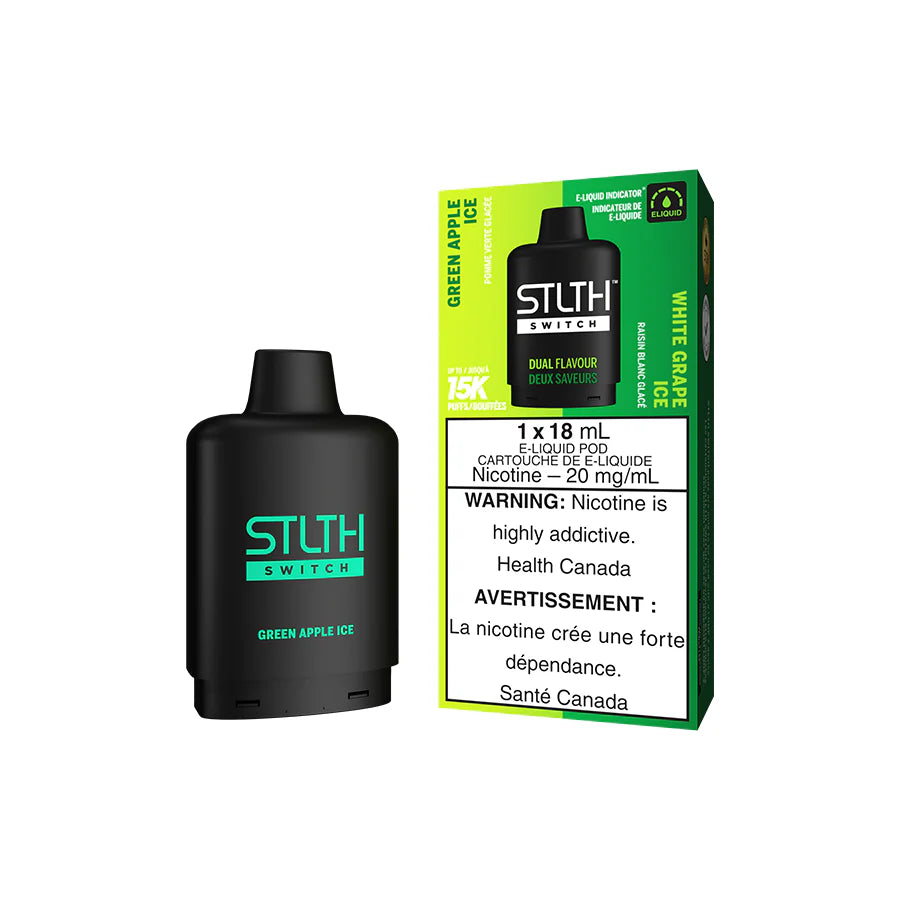 Green Apple Ice and White Grape Ice - STLTH SWITCH Pod Pack 15k dual flavour