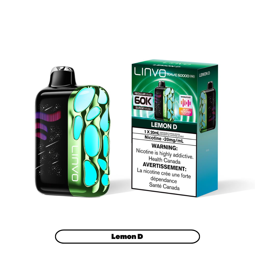 Lemon D - Linvo Rave 60K Pro Disposable Vape - 20mg/mL nicotine - 20mL e-liquid - 60000 Puffs