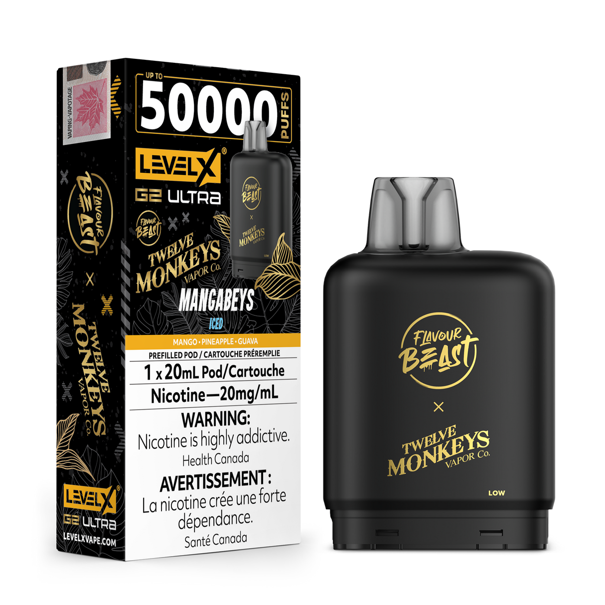 Mangabeys Iced - Flavour Beast x 12 Monkeys Level X G2 Ultra 50K Vape Pod