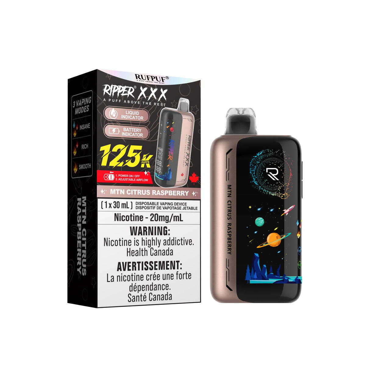 MTN CITRUS RASPBERRY Ripper XXX 125k Disposable Vape