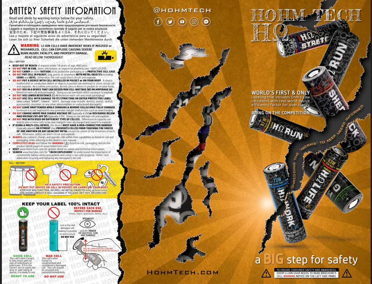 HOHMTECH LIFE4 18650 3015MAH 22.1A BATTERY