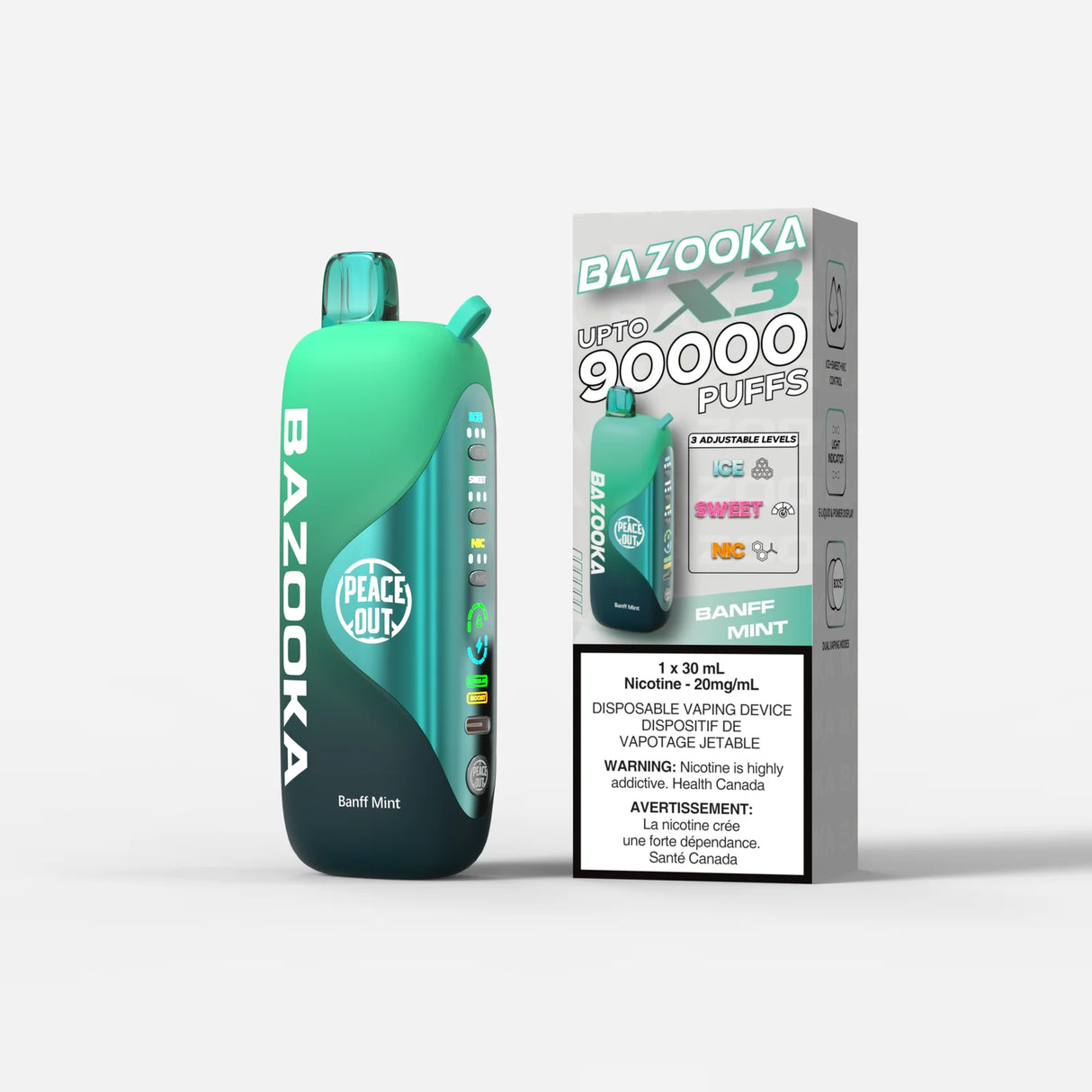 Bazooka Disposable Vape X3 - 90000 Puffs 30ML - Synthetic - Adjustable Nic levels
