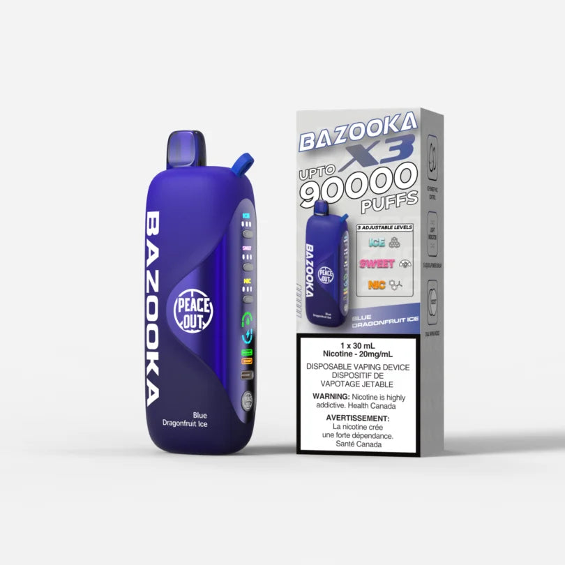 Bazooka Disposable Vape X3 - 90000 Puffs 30ML - Synthetic - Adjustable Nic levels
