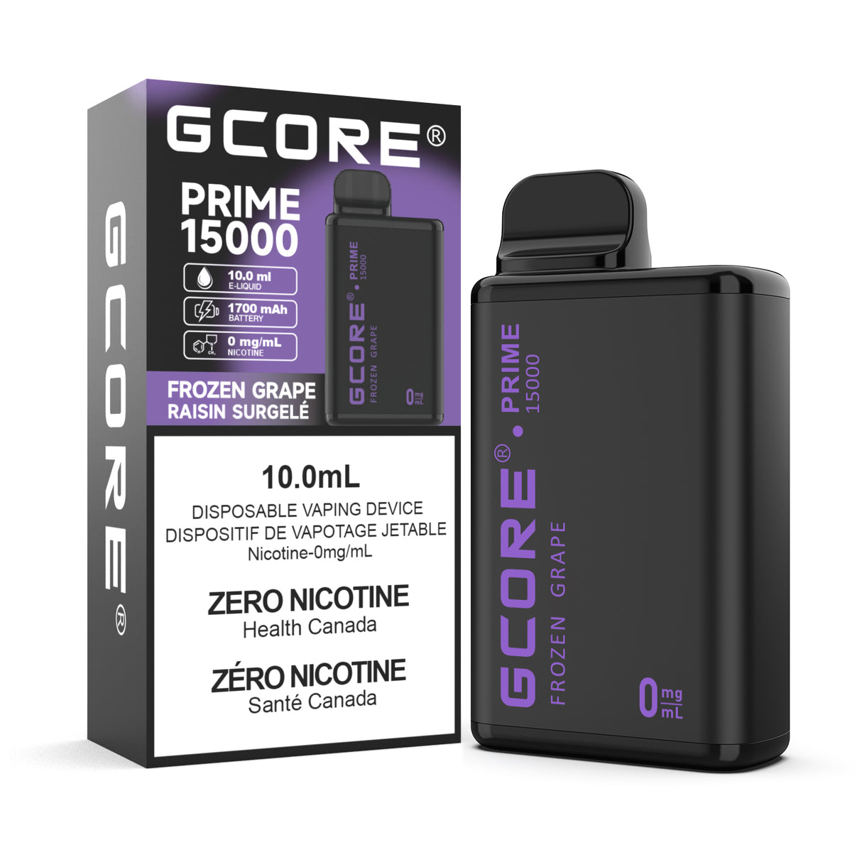 Gcore Prime 15K Zero Nicotine Disposable Vape 15000 Puffs Frozen Grape