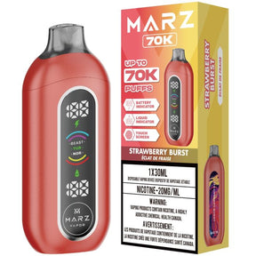 Strawberry Burst - 70000 puffs - 20mg/ml nicotine strength - 30ml e-juice - Marz 70K Disposable Vape