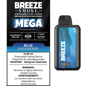 Blue Raspberry – Breeze Mega 60000 Puffs – 20mg Nicotine – 30mL e-liquid