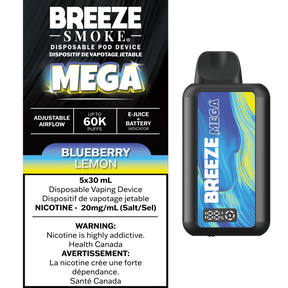 Blueberry Lemon – Breeze Mega 60000 Puffs – 20mg Nicotine – 30mL e-liquid