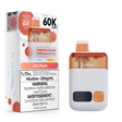 CAPSL 60K Juicy Peach disposable vape with 60000 puffs and 20mg nicotine strength shown with device and packaging.