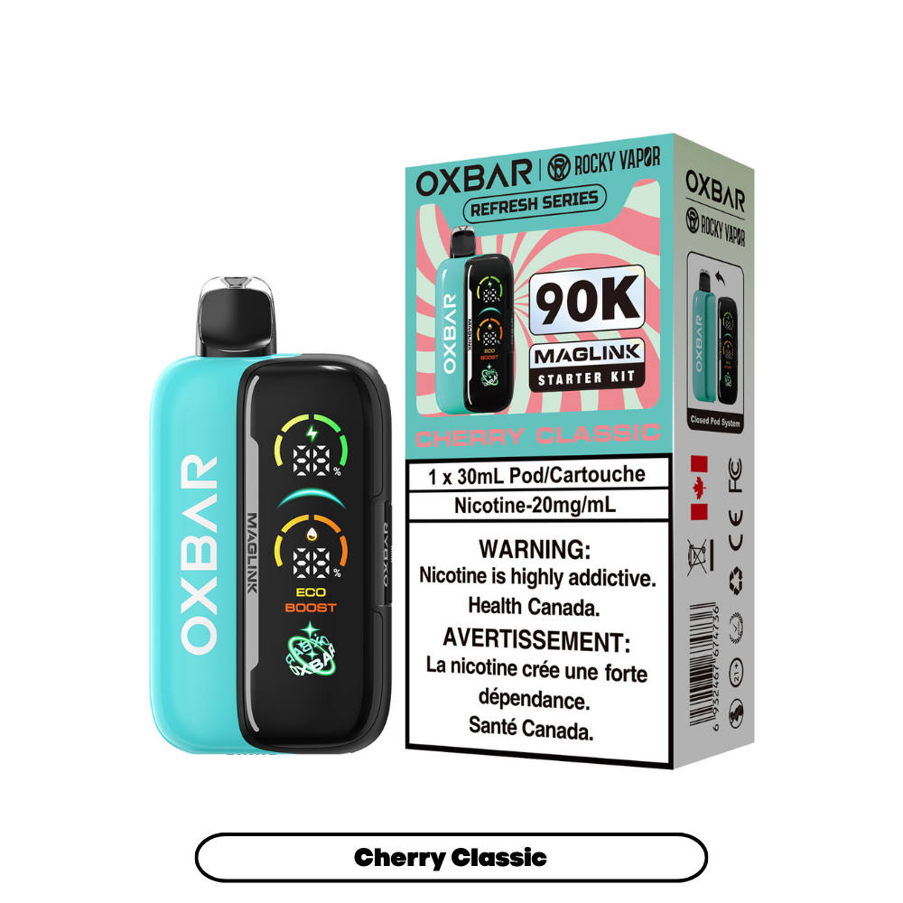 Oxbar x Rocky Vapor Maglink Disposable Vape Cherry Classic flavour – 90,000 puffs