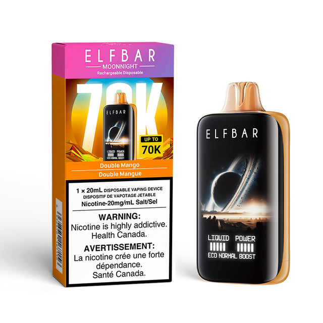Double Mango – ELF BAR 70K Vape – 70,000 Puffs, 20mL E-liquid, 20mg/mL Nicotine – Rich Mango Flavor, Rechargeable