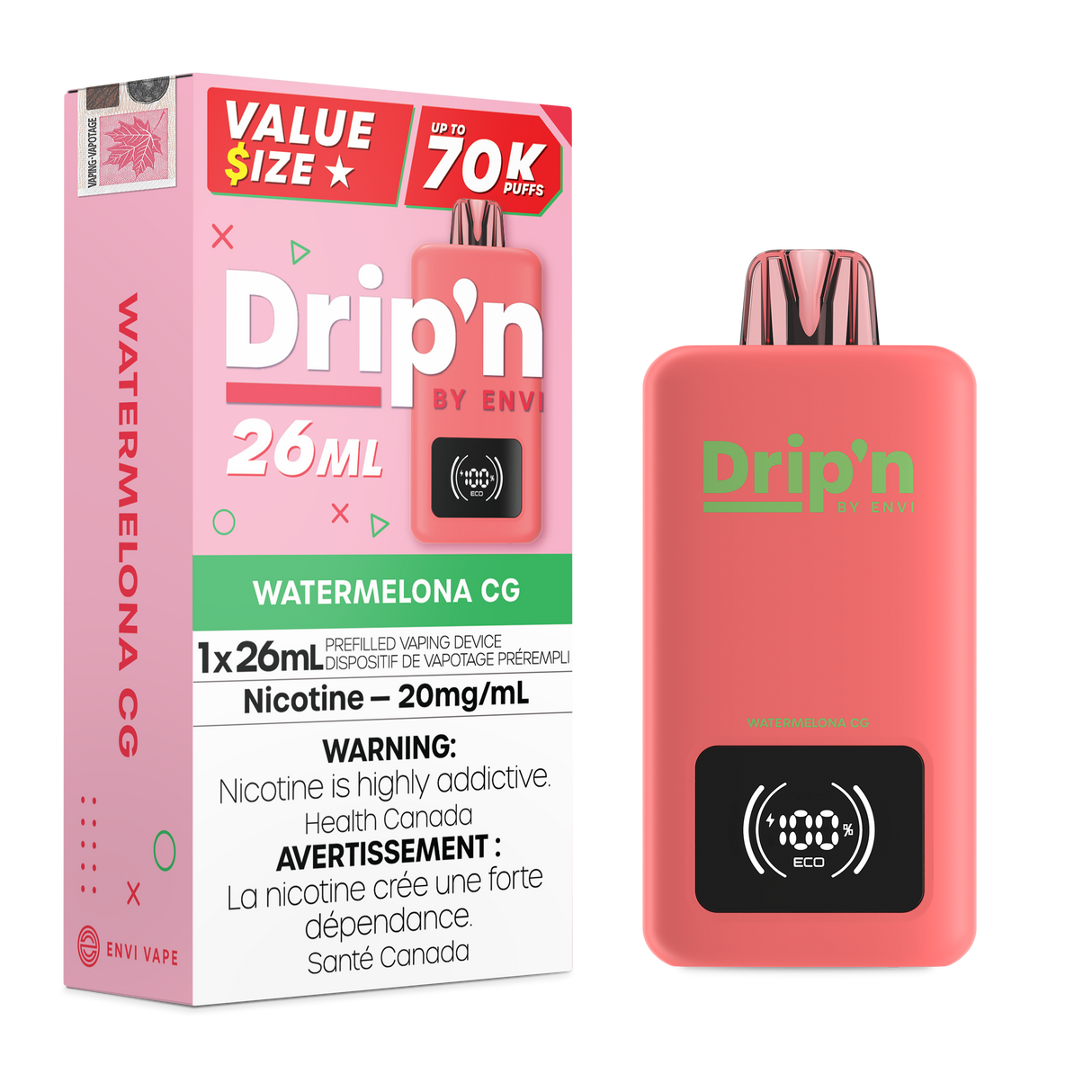Watermelon CG - Dripn By Envi 70k Disposable Vape 26ml 70000 Puffs