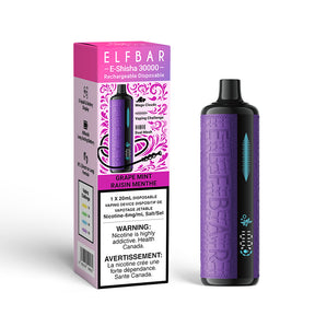 GRAPE MINT - ELFBAR E Shisha 30000 Rechargeable Disposable Vape