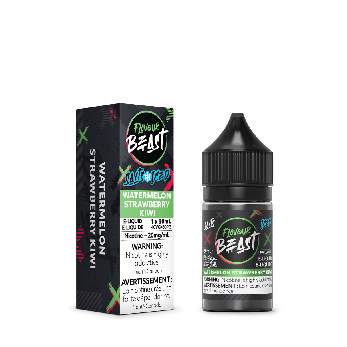 Watermelon Strawberry Kiwi Iced - Flavour Beast Nic Salt E-Liquid