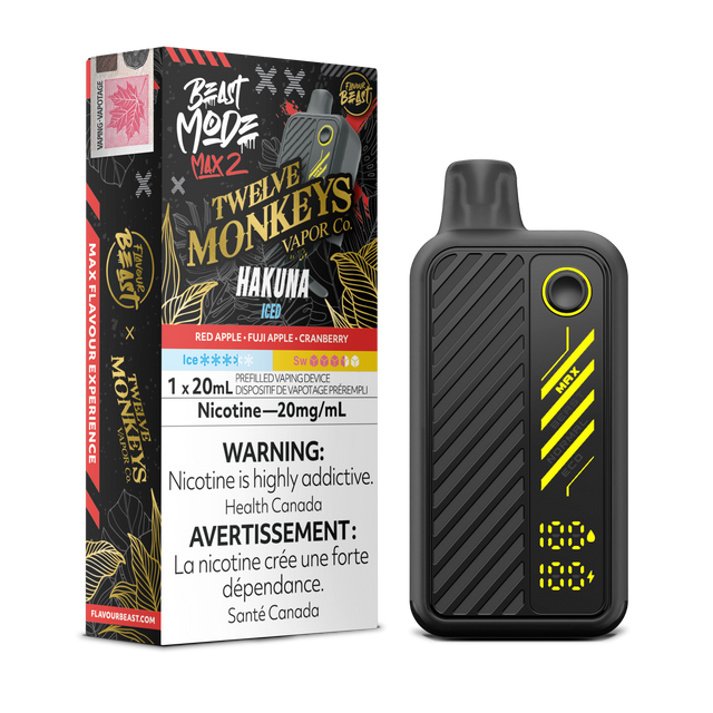 Flavour Beast Beastmode Max 2 x Twelve Monkeys – Hakuna Iced, 20mg/mL, 20mL e-liquid.