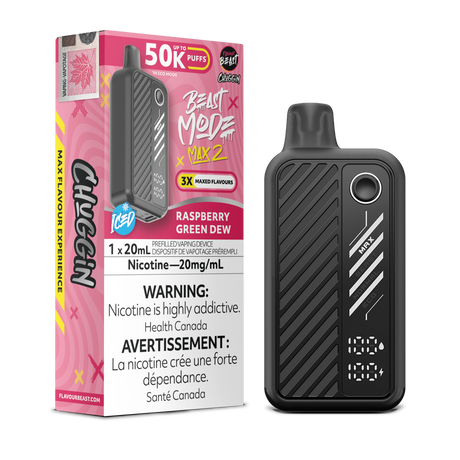 Raspberry Green Dew - Flavour Beast BeastMode Max 2 50K Disposable Vape - 20mL - 20mg/ml Nicotine strength.