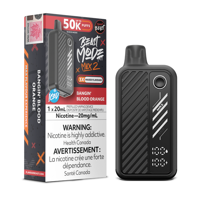 Bangin Blood Orange - Flavour Beast BeastMode Max 2 50K Disposable Vape - 20mL - 20mg/ml Nicotine strength.