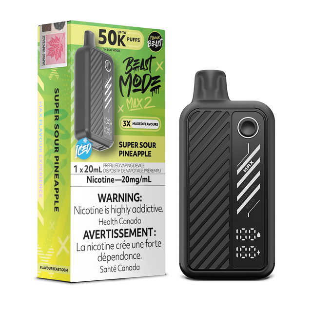 Super Sour Pineapple - Flavour Beast BeastMode Max 2 50K Disposable Vape - 20mL - 20mg/ml Nicotine strength