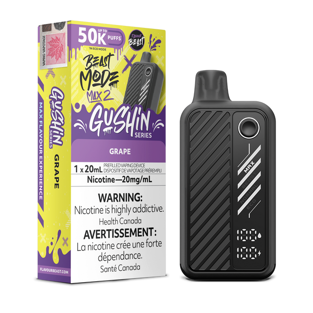 Gushin Grape - Flavour Beast BeastMode Max 2 Disposable Vape - 50,000 Puffs - 20mL E-Liquid - 20mg Nicotine