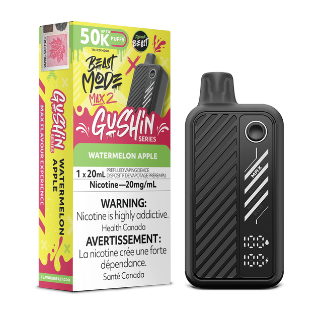 Gushin Watermelon Apple - Flavour Beast BeastMode Max 2 Disposable Vape - 50,000 Puffs - 20mL E-Liquid - 20mg Nicotine