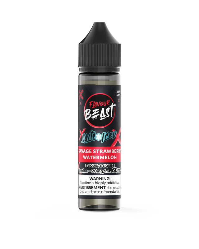 Savage Strawberry Watermelon Iced - Flavour Beast Vape Juice E-Liquid Nic Salt 60ml