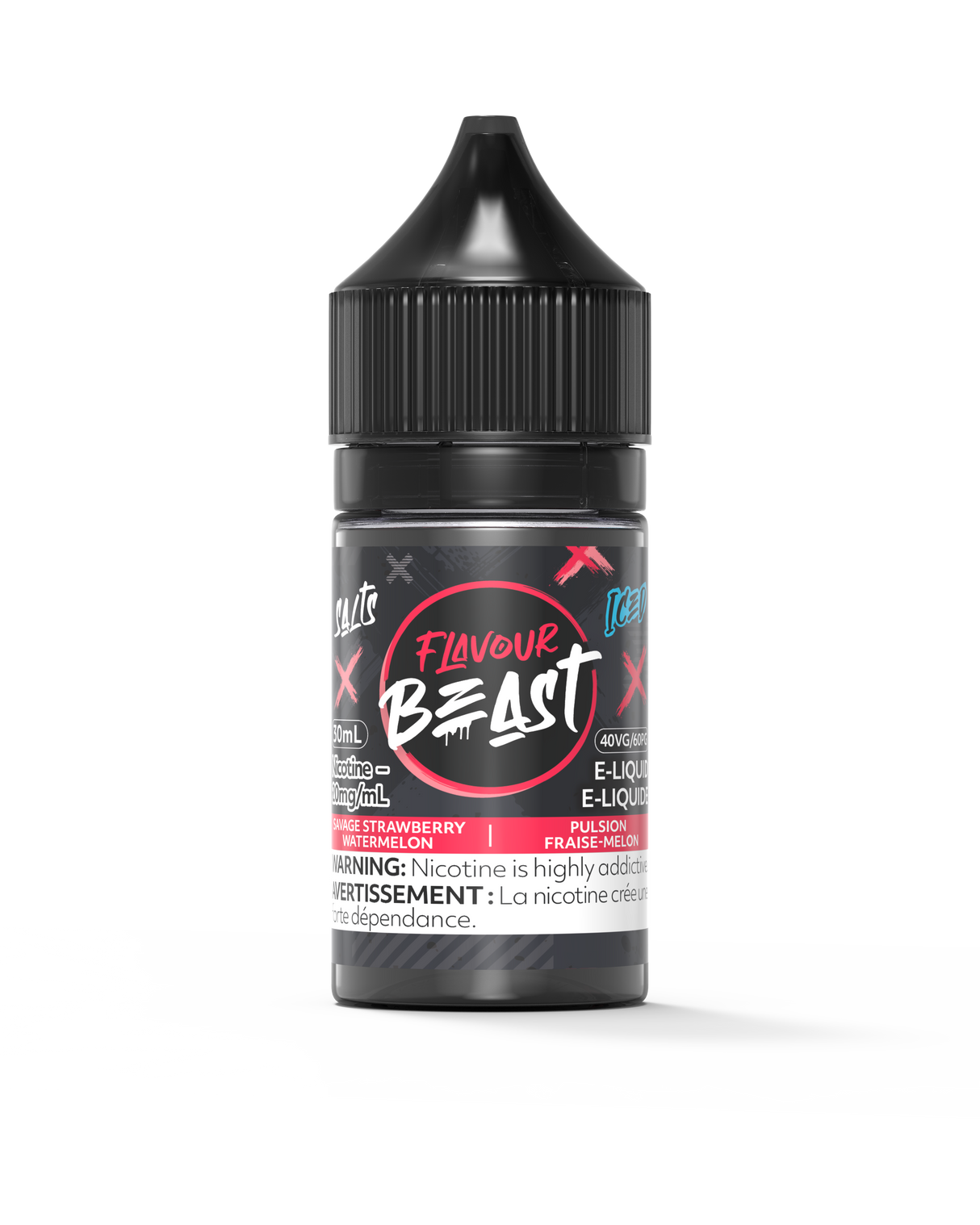 Savage Strawberry Watermelon Iced - Flavour Beast Vape Juice E-Liquid Nic Salt 30ml