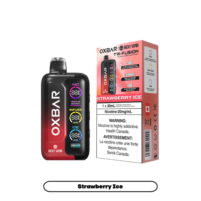 Strawberry ice – Oxbar Rocky Vapor Tri Fusion Disposable Vape