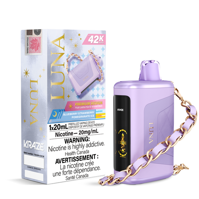 KRAZE LUNA 42k Puffs Disposable Vape, 20mL Prefilled vaping device - Blueberry Strawberry Pomegranate Ice