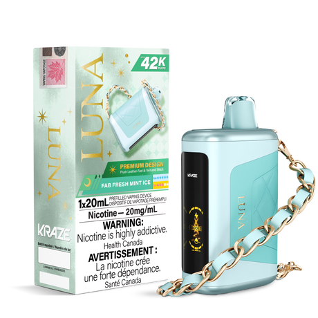 KRAZE LUNA 42k Puffs Disposable Vape, 20mL Prefilled vaping device - Fab Fresh Mint Ice