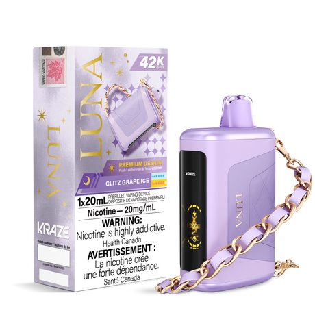 KRAZE LUNA 42k Puffs Disposable Vape, 20mL Prefilled vaping device - Glitz Grape Ice