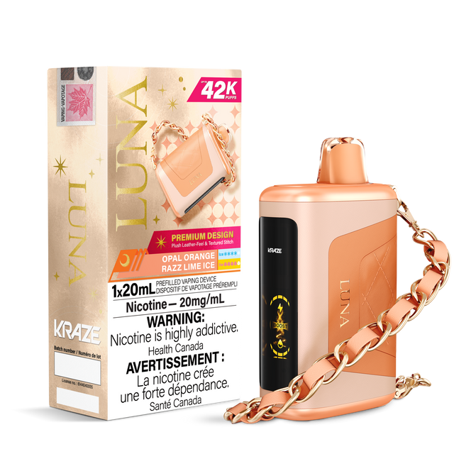 KRAZE LUNA 42k Puffs Disposable Vape, 20mL Prefilled vaping device - Opal Orange Razz Lime Ice