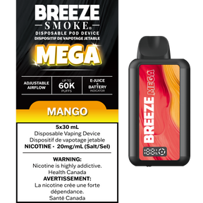 Mango – Breeze Mega 60000 Puffs – 20mg Nicotine – 30mL e-liquid