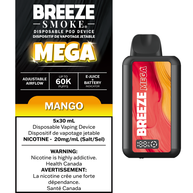 Mango – Breeze Mega 60000 Puffs – 20mg Nicotine – 30mL e-liquid