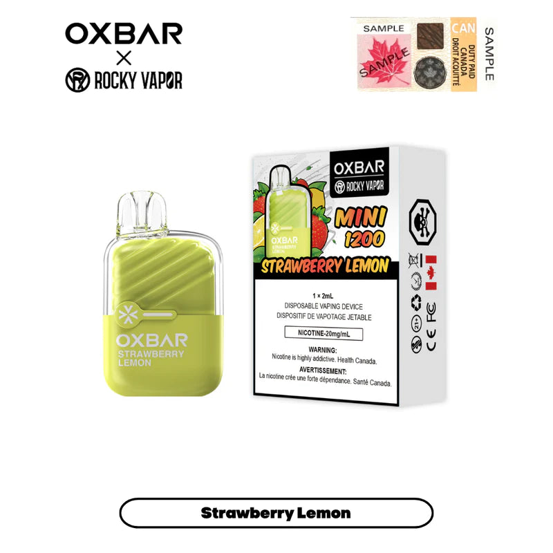 OXBAR Mini 1200 Disposable Vape - Strawberry Lemon - 1200 puffs - 20mg/ml nicotine strength - 2ml e-juice
