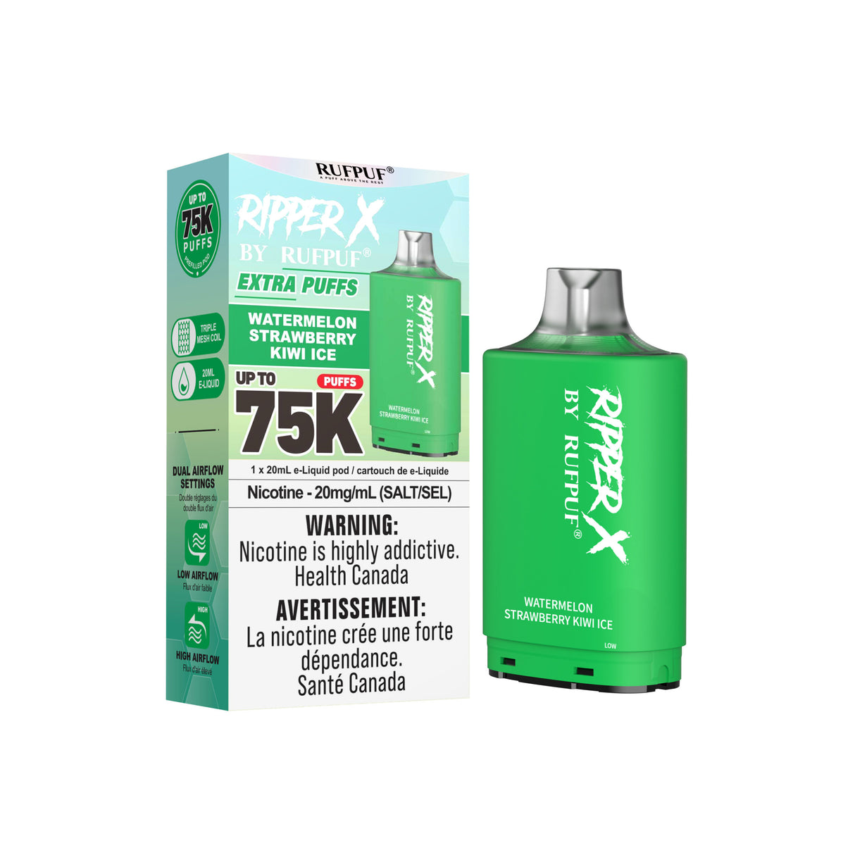 Watermelon Strawberry Kiwi Ice - Ripper X 75k Turbo Pod 20mg/ml