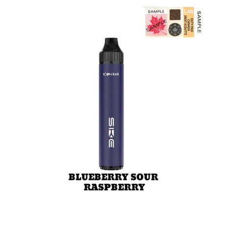 Blueberry Sour Raspberry Icon Bar Hybrid Disposable Vape, 2000 puffs, synthetic 50 nicotine blend, sleek design.