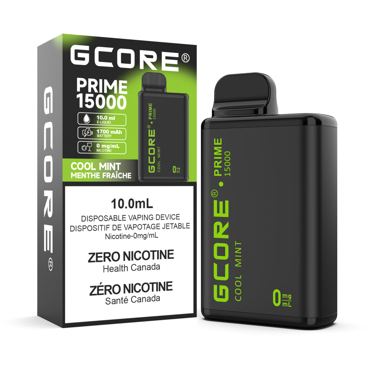 Gcore Prime 15K Zero Nicotine Disposable Vape 15000 Puffs Cool Mint