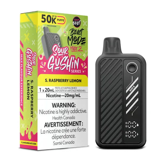 Sour Gushin S. Raspberry Lemon - Flavour Beast BeastMode Max 2 50K Disposable Vape