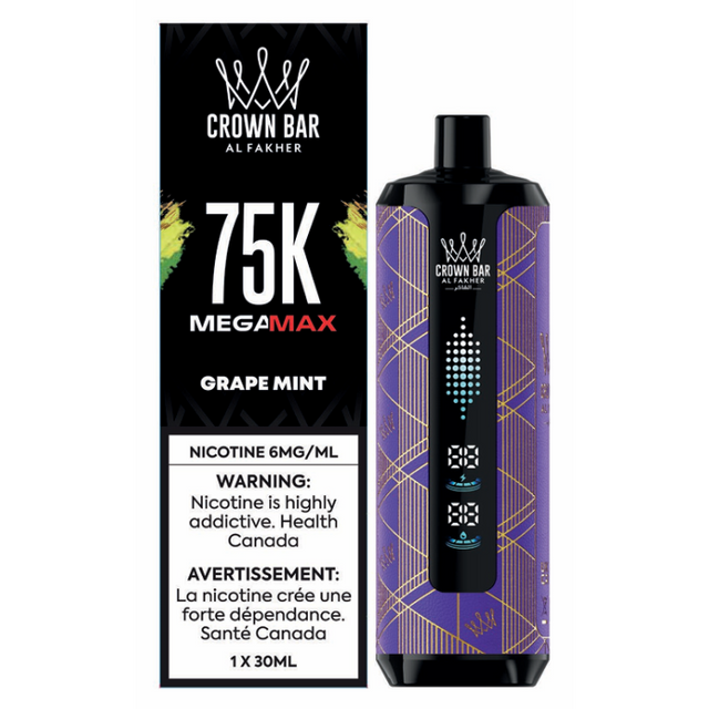 Crown Bar Al Fakher MEGAMAX 75K Grape Mint disposable vape – 75,000 puffs