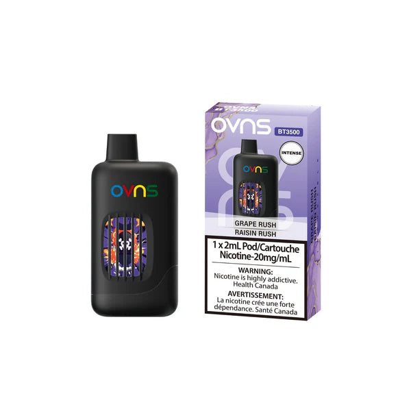 grape rush ovns intense 3500 puffs disposable vape