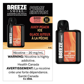 Breeze Prime Disposable Vape 6000 - Juicy Peach Ice