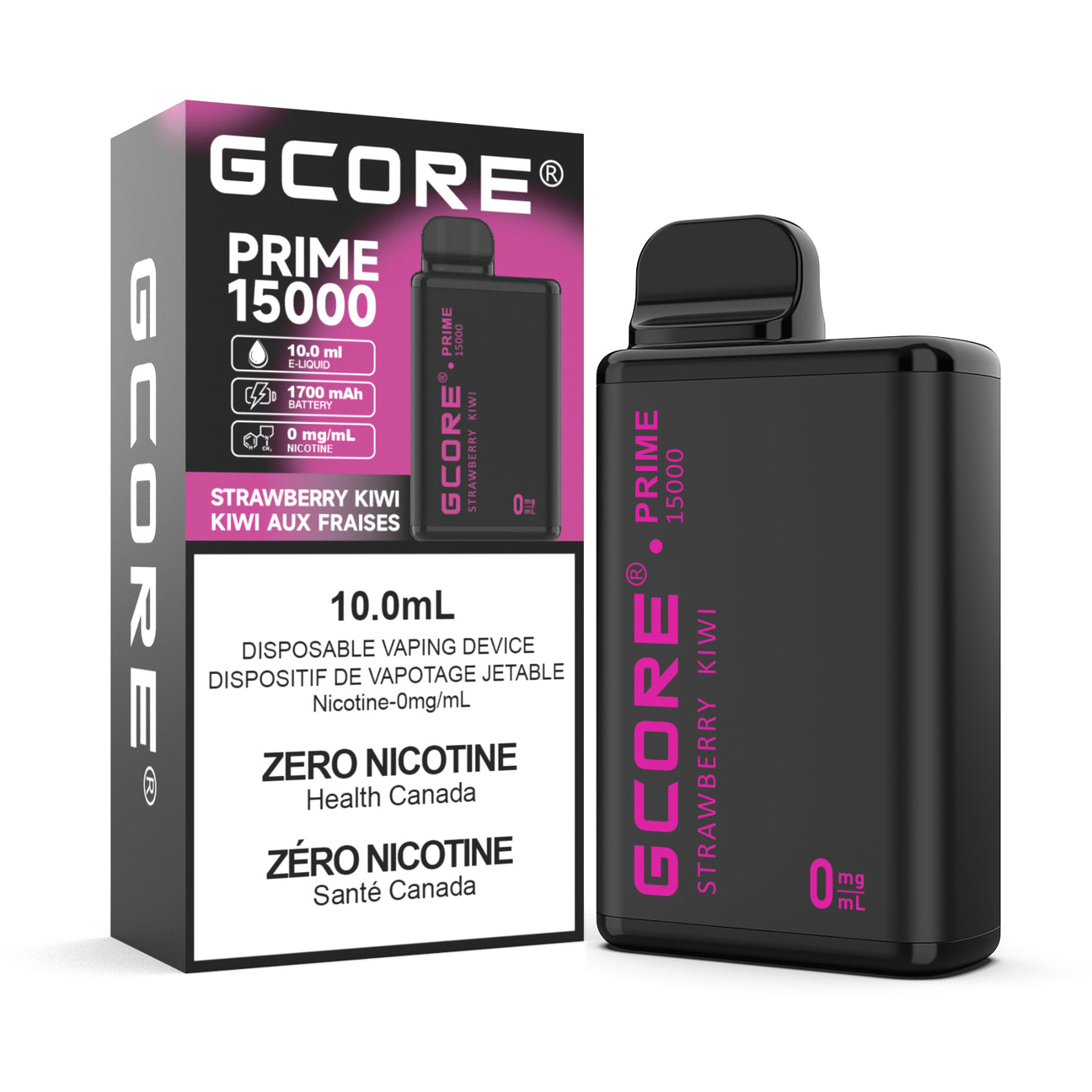 Gcore Prime 15K Zero Nicotine Disposable Vape 15000 Puffs Strawberry Kiwi